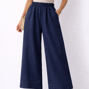 Pantalon Tela Primavera Azul y Blanco - Mujer 7
